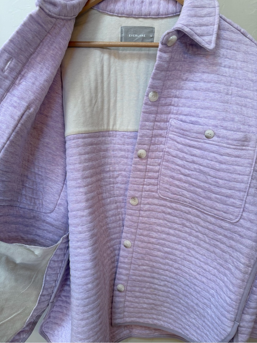 Everlane Organic Cotton Quilted Shirt Jacket Lavender Womens Size Medium - Picture 4 of 9